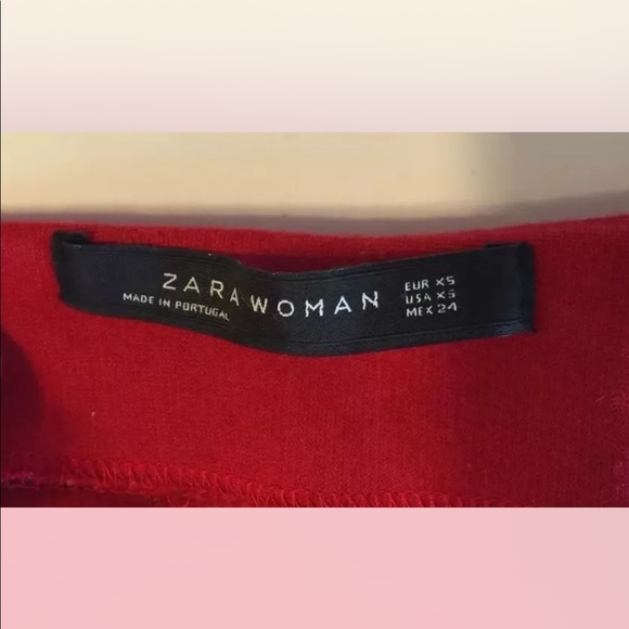 Zara Women Fit Flare Mini Red Dress XS Cotton Made In Portugal - Picture 5 of 10